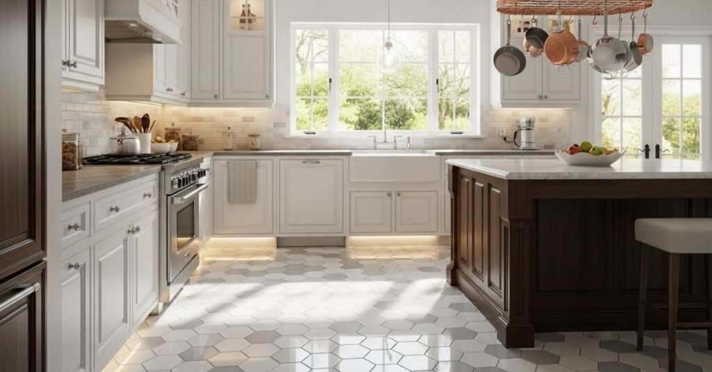 Hexagon Floor Tiles In the Kitchen