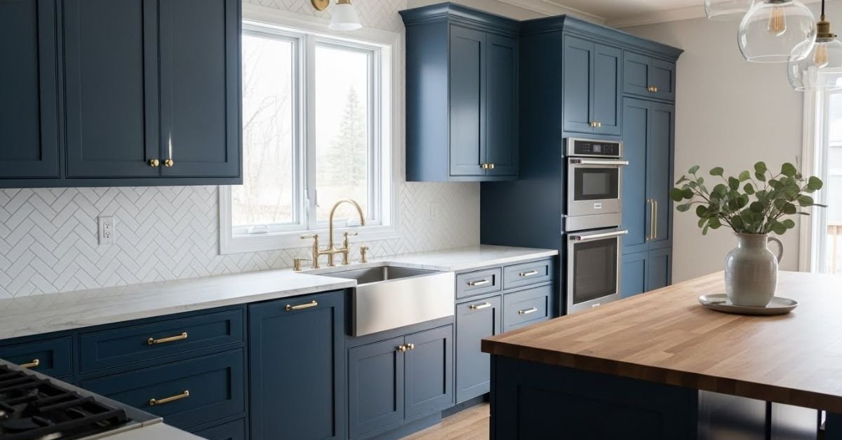 blue kitchen cabinets